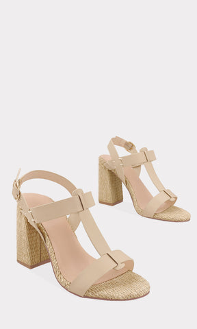 ALESSA ZAPATILLAS NUDE CON TACON DE 9 CM CONFECCIONADAS EN VINIPIEL CON YUTE SINTETICO Y STRAPS EN FORMA DE T SOBRE EL EMPEINE PARA LA PLAYA  DE MUJER 