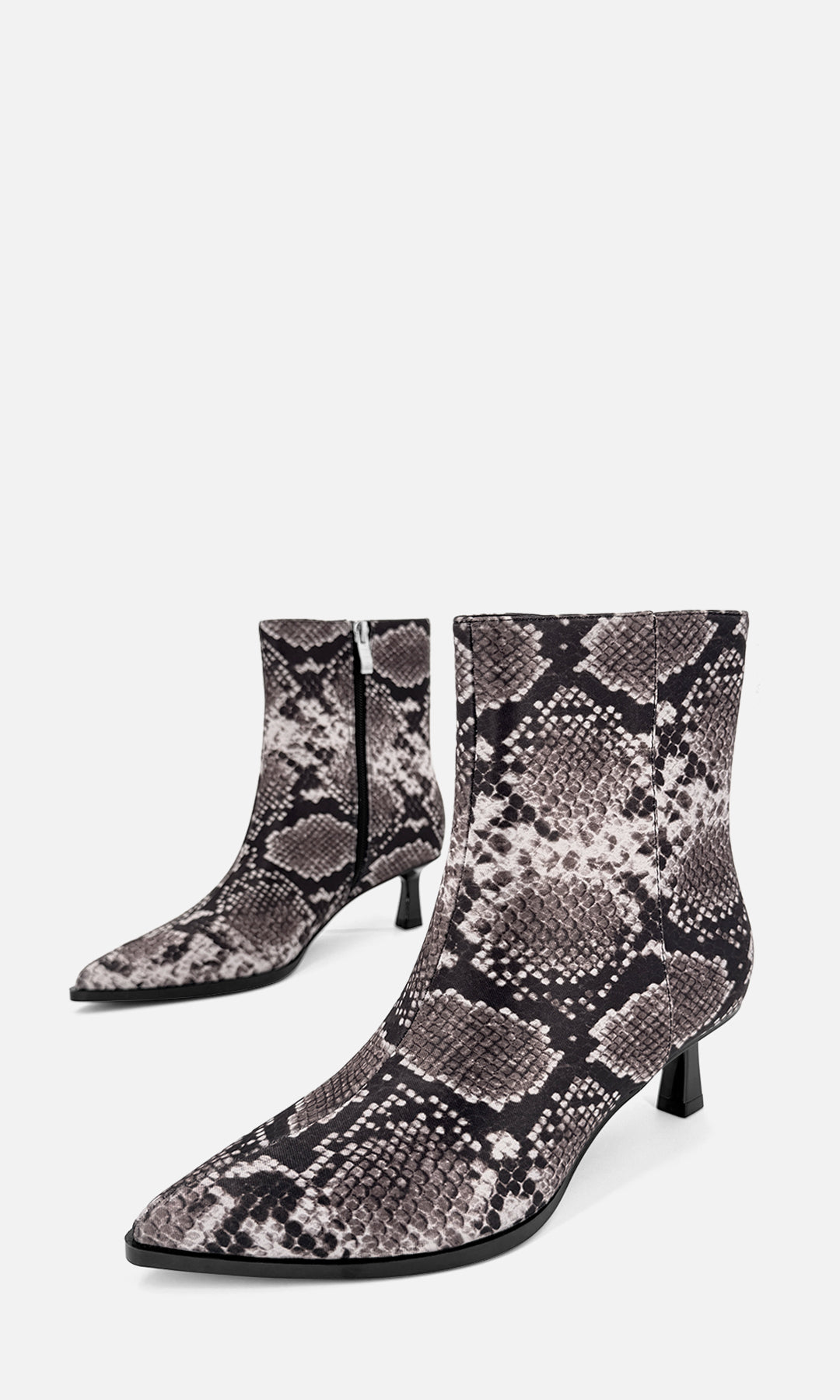 ALEXANDRA BOTINES PARA MUJER CON ESTAMPADO SNAKE CONFECCIONADOS EN SATIN Y TACÓN BAJO DE 5.5 CM CON PUNTA POINTY 
