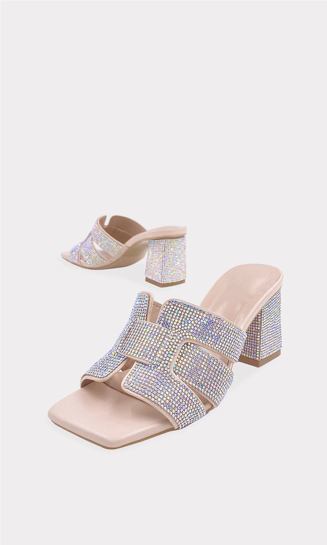 AMELISSE TACON CUADRADO NUDE DE 7.5 CM CONFECCIONADO EN VINIPIEL CON BRILLOOS STRAP ANCHO ARRIBA DE LOS DEDOS CON DISEÑO DE METER PARA MUJER FASHION 