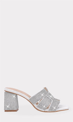 AMELISSE ZAPATILLAS ABIERTAS CON DISEÑO DE METER DE TACON CUADRADO ALTO Y STRAP ANCHO ARRIBA DE LOS DEDOS ESTILO HERMES 