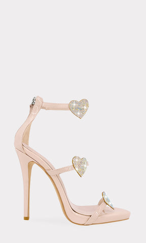 AMOUR NUDE ZAPATILLAS ABIERTAS COLOR NUDE CON STRAP ARRIBA DE LOS DEDOS Y OTRO EN EL EMPEINE DE TACON DELGADO DE 12 CM