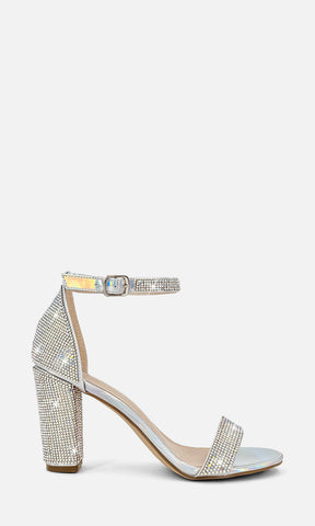 ANASTASIA ZAPATILLAS DE FIESTA CON HEBILLA EN ANKLE STRAP CON TACON CUADRADO ALTO Y PUNTA REDONDA ABIERTA PARA USAR CON VESTIDO LARGO