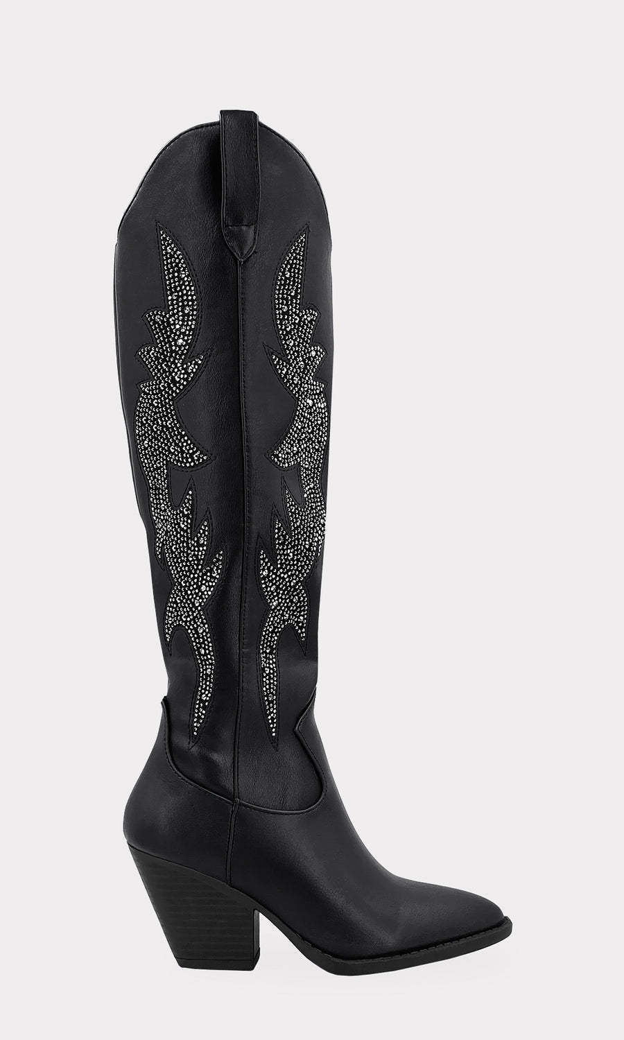 ANNABETH COMBINA CHICA BOTAS VAQUERAS NEGRAS CON VESTIDO AZUL CIELO EN TENDENCIA Y BOLSA NEGRA CON HOJILLOS XL PARA MUJER