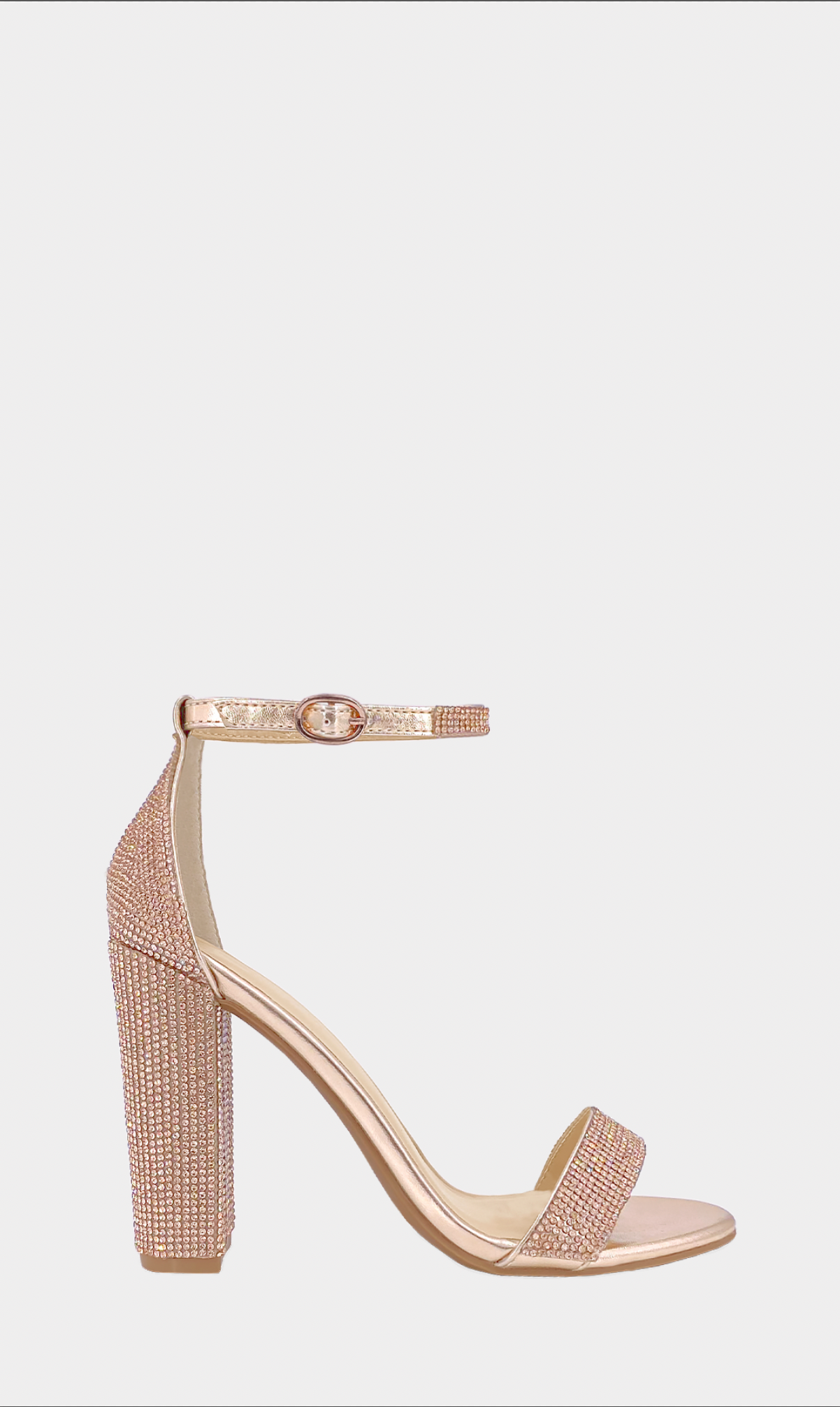 ARANZA SANDALIAS DE TACON GRUESO CON BRILLOS EN STRAP DELGADO ARRIBA DE LOS DEDOS Y HEBILLA PEQUEÑA EN PULSERA TOBILLERA  