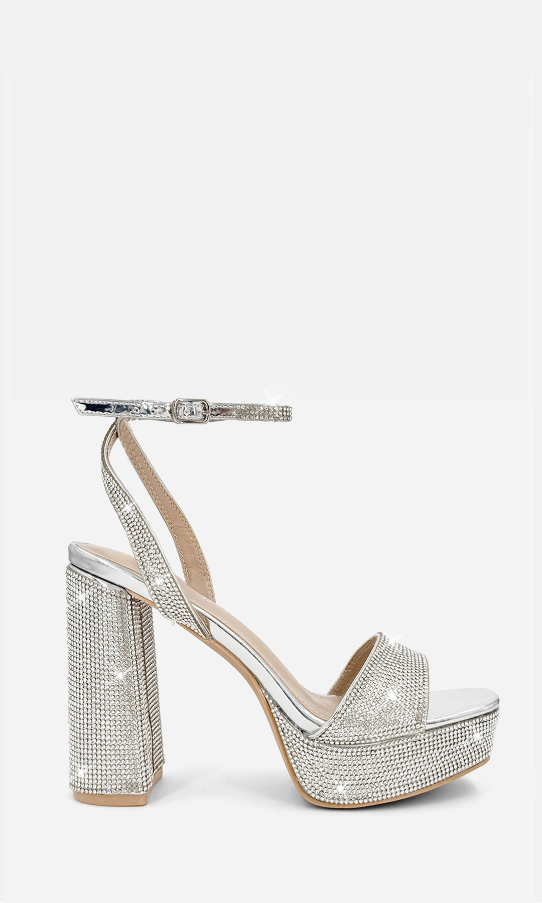 BARBARA ZAPATILLAS DE PULSERA CON TALÓN DESCUBIERTO PARA VESTIDO LARGO CON PLATAFORMA Y TACÓN ALTO 