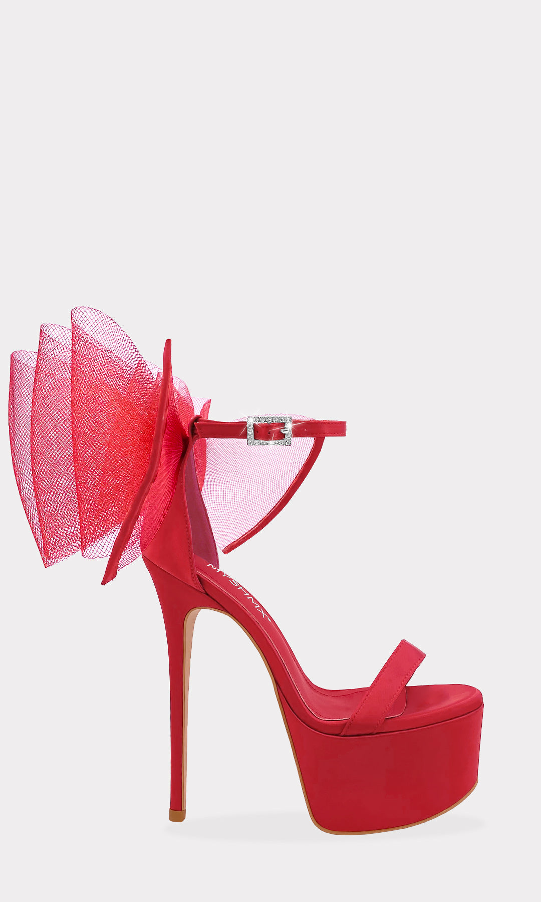 BELLA ZAPATOS DE MUJER CON TRIPLE MOÑO DE MALLA EN TALON Y HEBILLA CUADRADA EN ANKLE STRAP PARA USAR CON FALDAS