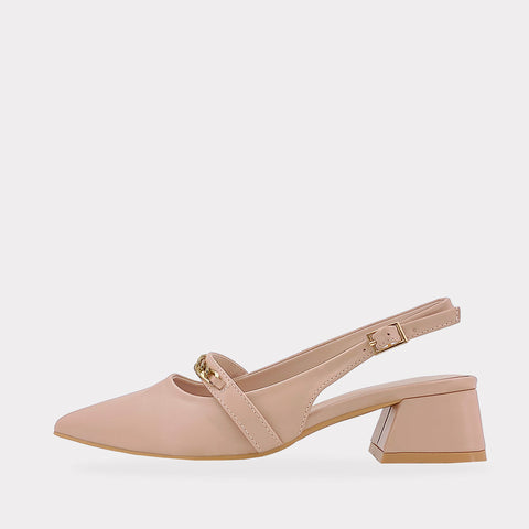 BLAIR SLINGBACK DE TERMINACION PUNTIAGUDA CON HEBILLA CUADRADA EN CINTA TALONERA AJUSTABLE Y TACON GRUESO PARA MUJER