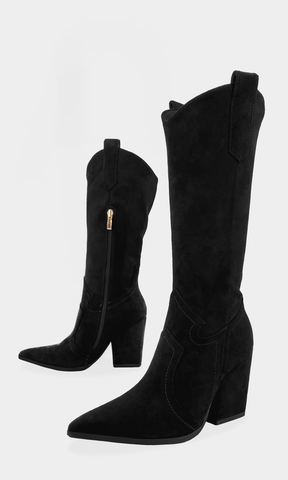 BRONCO BOTAS CORTAS PARA USAR EN OTOÑO-INVIERNO COLOR NEGRO CONFECCIONADAS EN GAMUZA CON CIERRE AL COSTADO Y TACON CUADRADO DE 9.5 CM