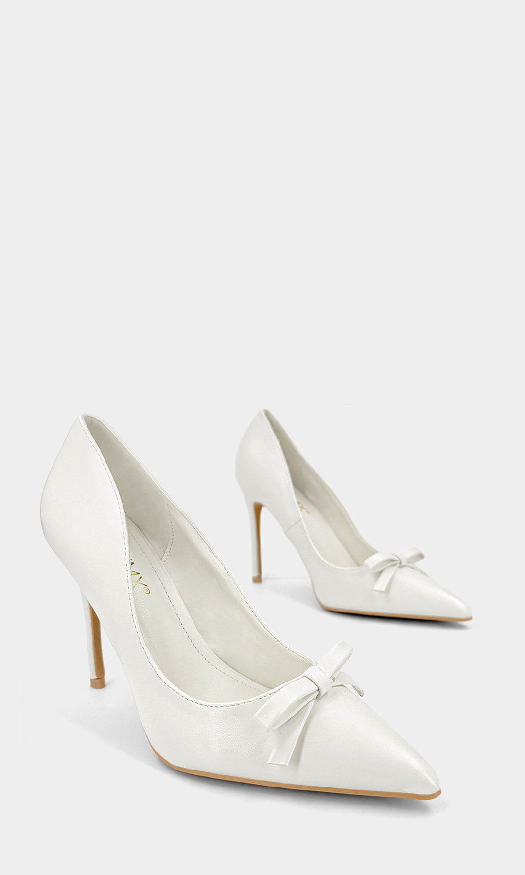  CECILLE ZAPATILLAS BLANCAS DE MOÑO PARA USAR CON VESTIDO DE NOVIA Y DETALLE DE MOÑO AL FRENTE CON TACON ALTO 10.5 CM CONFECCIONADAS EN VINIPIEL