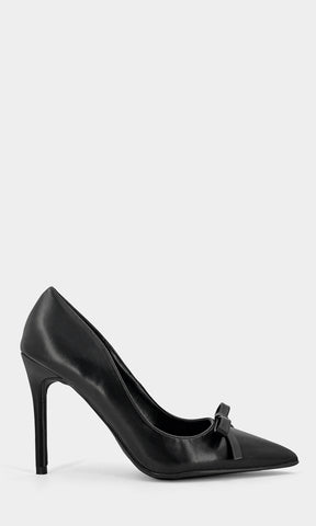 CECILLE ZAPATILLAS POINTY FORMALES DE MUJER PARA USAR EN LA OFICINA CON TACÓN ALTO DE AGUJA Y DETALLE DE MOÑO PEQUEÑO AL FRENTE 