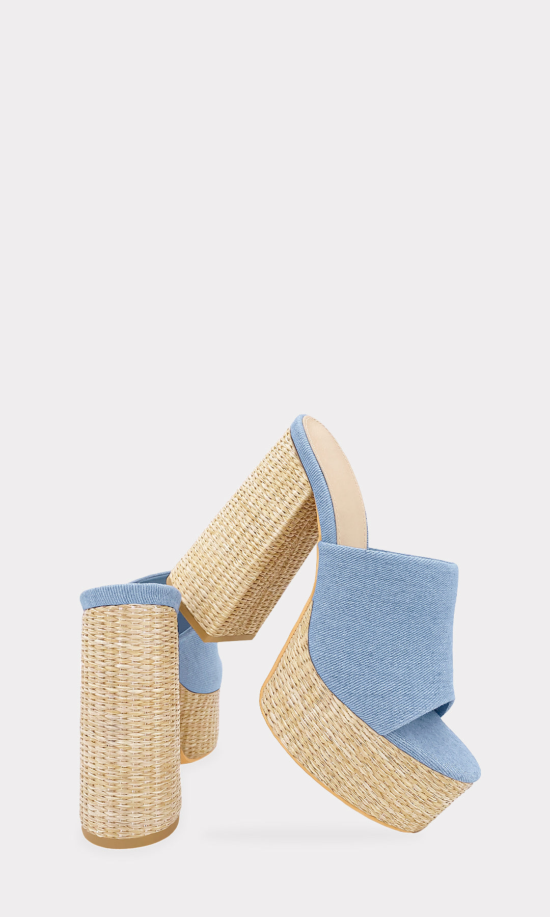 CHARISMA PLATAFORMAS DE MEZCLILLA AZUL CON STRAP GRUESO EN PUNTA Y TACON DE YUTE CON ALTURA DE 12.5 CM