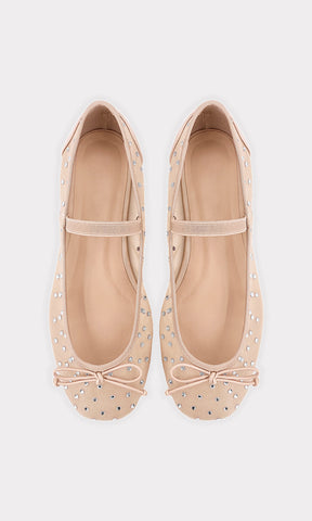 CINDERRELLA BALLERINAS CERRADAS DE PISO CON DISEÑO DE METER Y CINTA DELGADA ARRIBA DEL EMPEINE CON MOÑO PEQUEÑO AL FRENTE