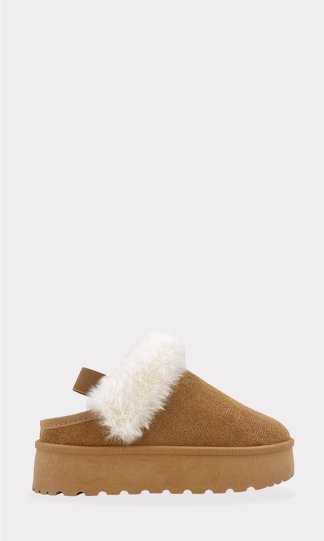  CLAIRE SLIPPERS TIPO UGG DE PLATAFORMA CON PUNTA REDONDA Y CINTA GRUESA EN TALON PARA USAR EN OTOÑO-INVIERNO CON LOOK COZY