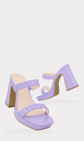 CONTEMPO SANDALIAS DE CHAROL MORADO LILA CON PLANTILLA NUDE Y PLATAFORMA CUADRADA DE 2 CM CON STRAP EN EMPEINE PARA DAMA