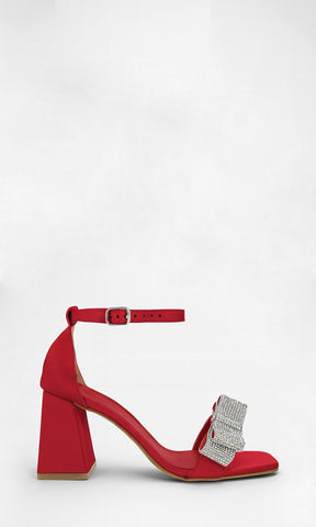 COQUETTE ZAPATILLAS CON MOÑO EN CINTA DELGADA AL FRENTE Y TACON GRUESO CON HEBILLA EN PULSERA PARA MUJER