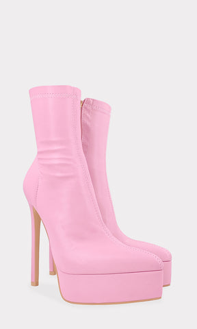 COUGAR BOTINES ROSAS DE AGUJA CONFECCIONADOS EN VINIPIEL ELASTICA CON PLATAFORMA PUNTIAGUDA Y TACON ALTO DE AGUJA PARA DAMA TRENDY