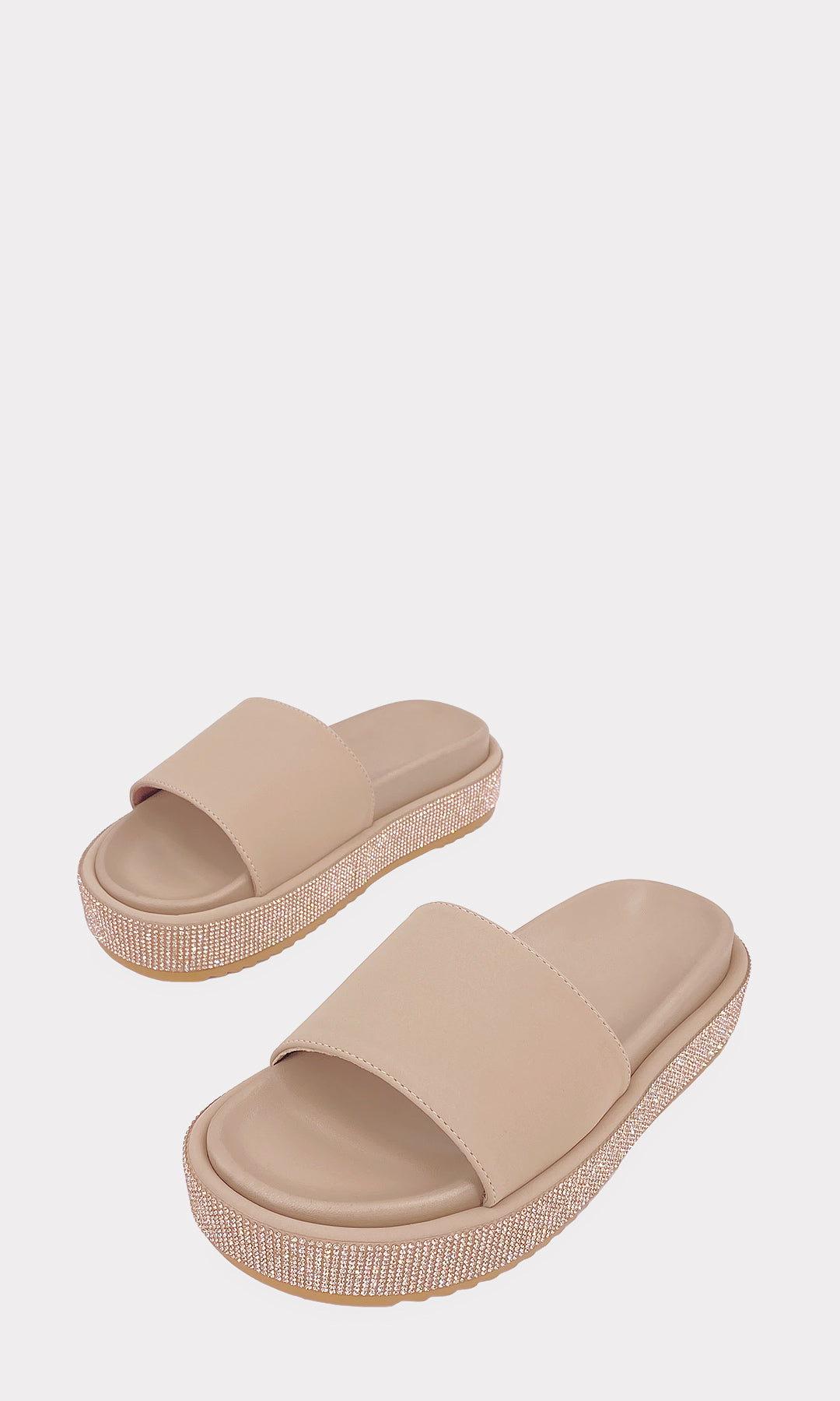 DALILA SANDALIAS NUDE CON DISEÑO DE METER CONFECCIONADAS EN NUBOCK CON PLATAFORMA DE BRILLOS DE 4.5 CM Y SUELA DENTADA PARA USAR EN PRIMAVERA  