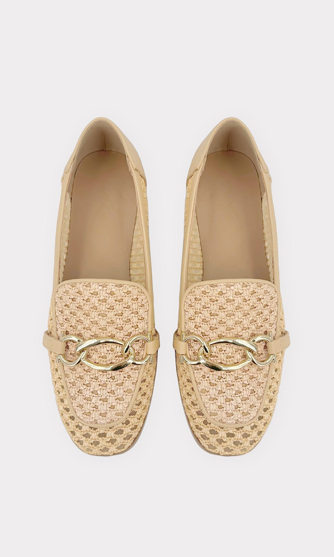 DASHIA ZAPATOS MOCASINES SLIP ON PARA MUJER DE PUNTA REDONDA CON CADENA AL FRENTE Y TACON BAJO 