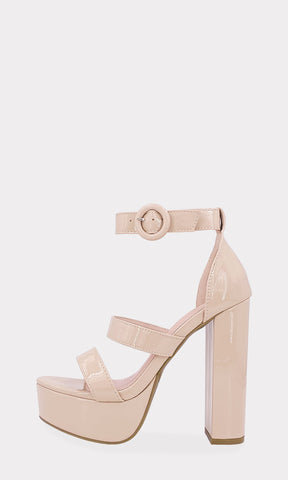 DEMI  ZAPATILLAS DE PLATAFORMA CON TALON CUBIERTO Y HEBILLA REDONDA EN ANKLE STRAP