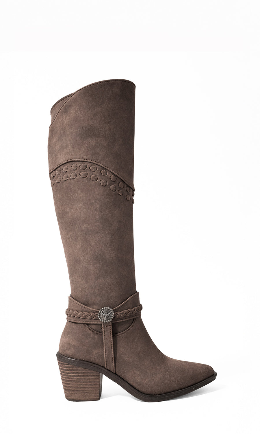 DESERT FASHION LOOK PARA USAR EN PUEBLO MAGICO LUCIENDO BOTAS CAFES DE TACON CUADRADO Y FALDA CORTA CON CHAMARRA DE FLECOS