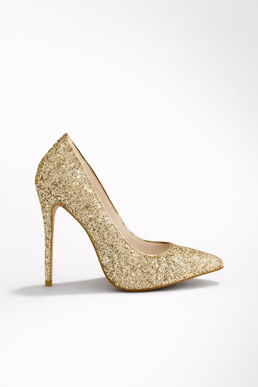 DISCO ZAPATILLAS DE GLITTER DORADO CON PUNTA EN PICO PARA USAR CON VESTIDOS ESTILO BLAZER EN LOOKS FASHION