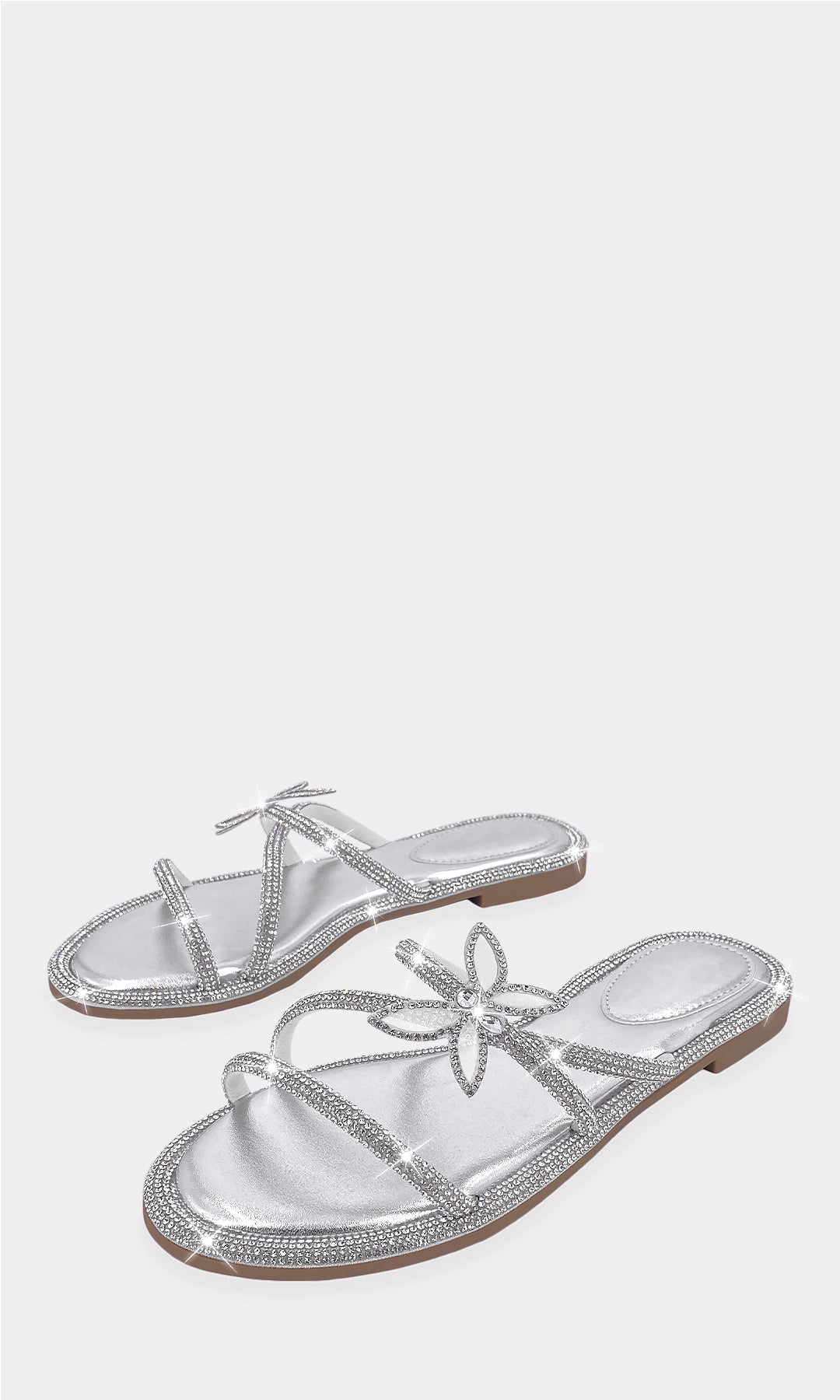 ELARA CHANCLAS PLATA PATA LA PLAYA CON DISEÑO DE METER HECHAS EN BRILLOS CON VINIPIEL METALICA Y PUNTA ALMENDRADA DE TACON BAJO DE 1 CM PARA DAMA 