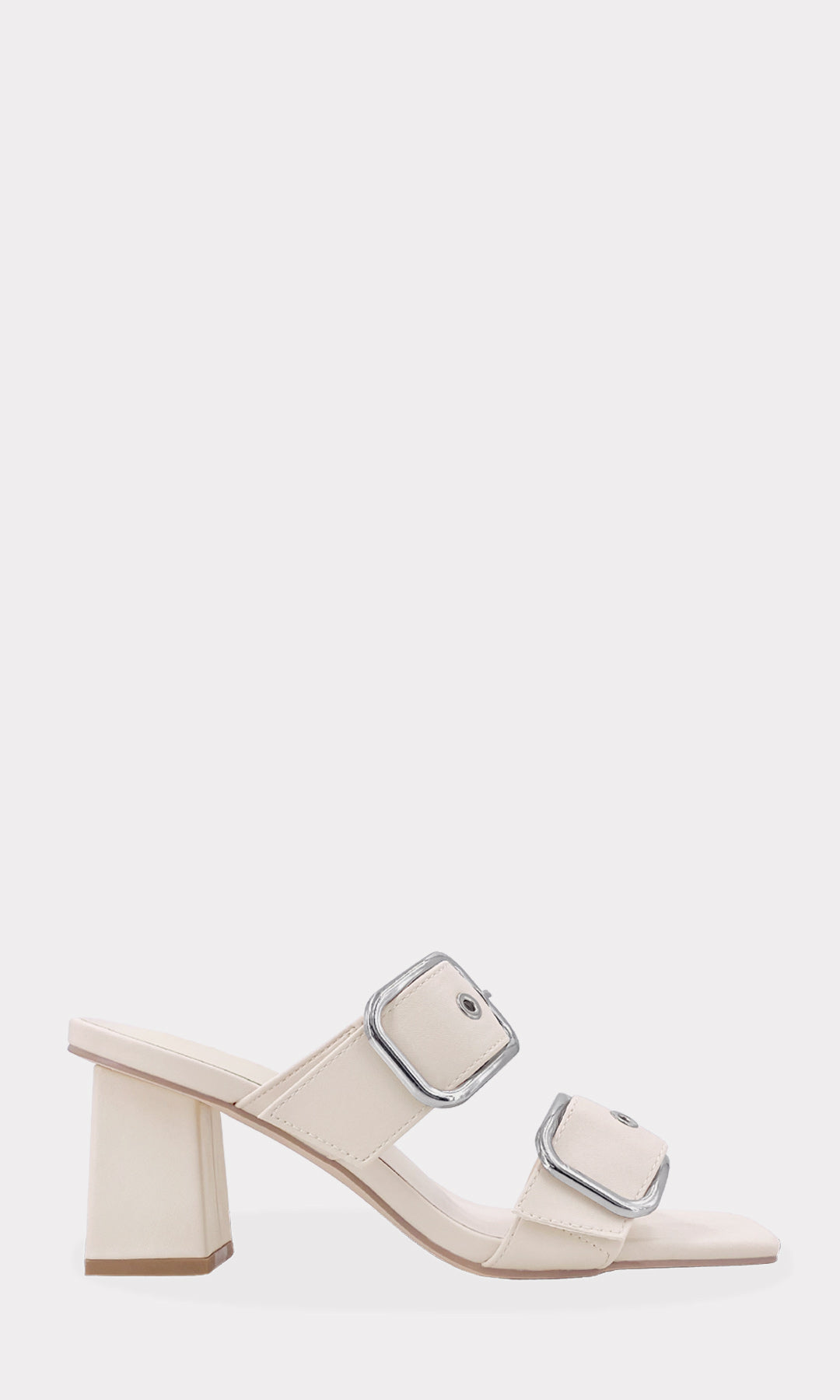 EMERY ZAPATILLAS DESTALONADAS BLANCO MARFIL CON PUNTA CUADRADA HECHAS EN VINIPIEL TEXTURIZADO CON TACON GRUESO DE 7 CM PARA MUJER 