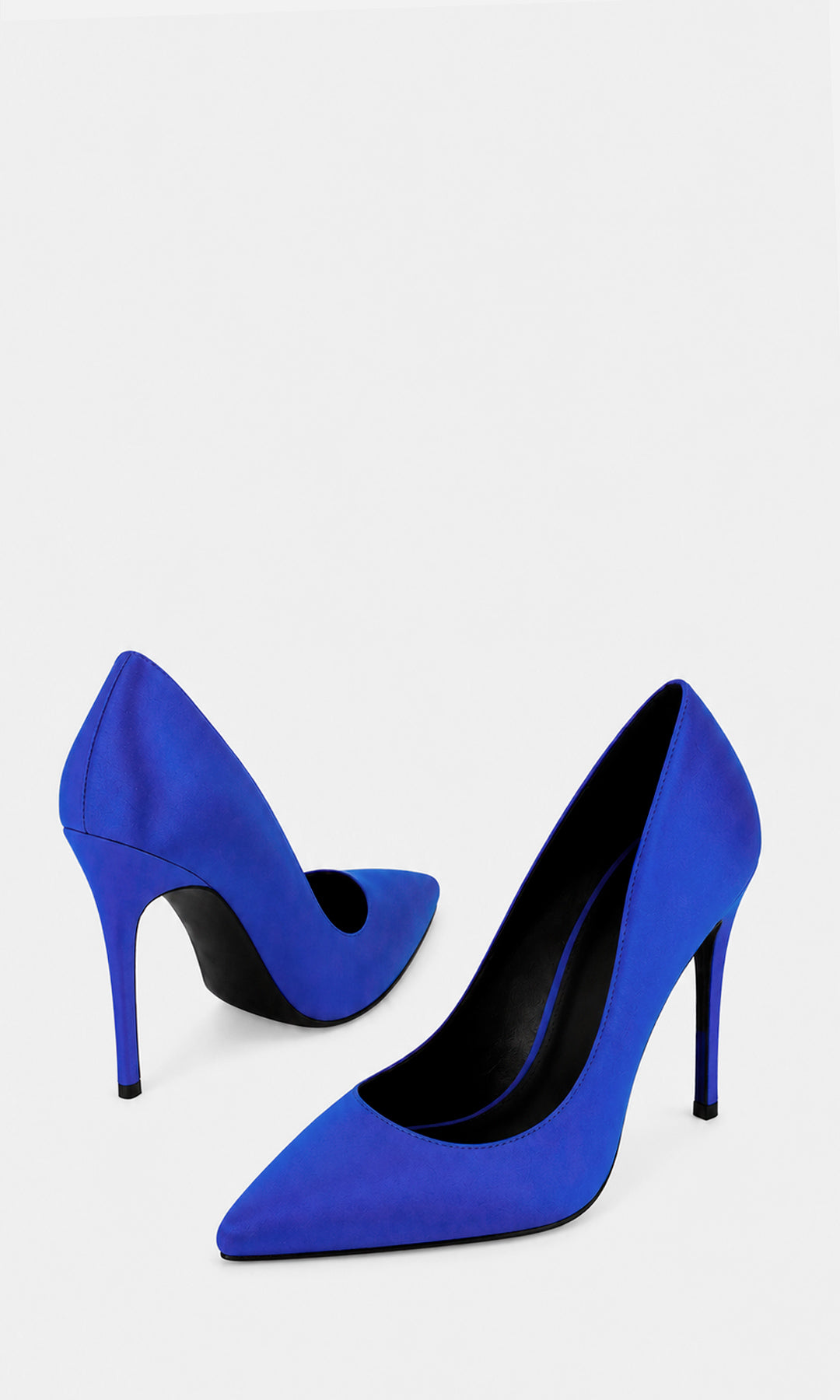 ETERNITY ZAPATILLAS CERRADAS AZULES CON TERMINACION PUNTIAGUDA CONFECCIONADAS EN SATIN Y TACON DELGADO DE AGUJA 10 CM PARA DAMA