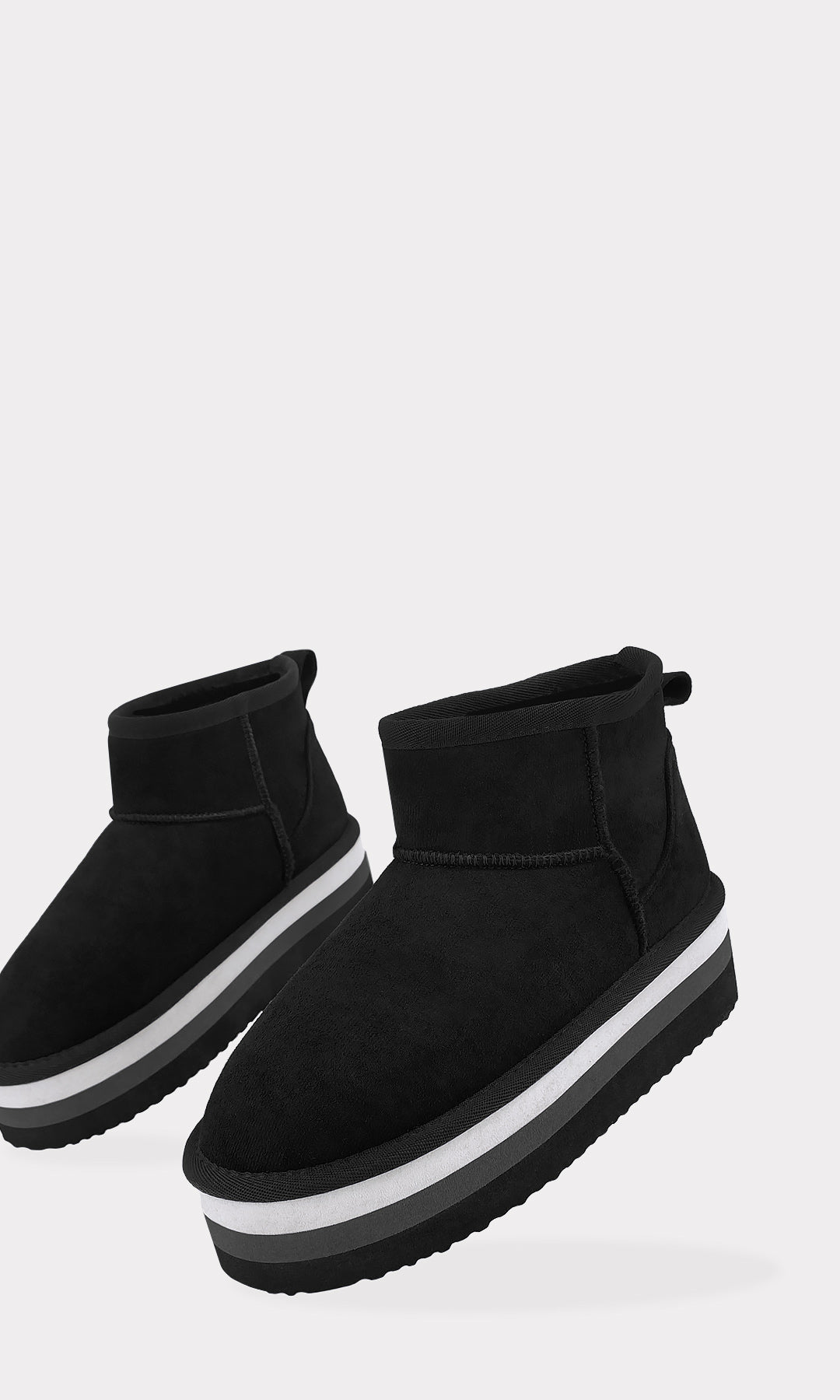 FADED BOTAS NEGRAS DE METER CON DISEÑO TIPO UGG QUE ESTA EN TENDENCIA Y PLATAFORMA DE PUNTERA REDONDA PARA MUJER TRENDY