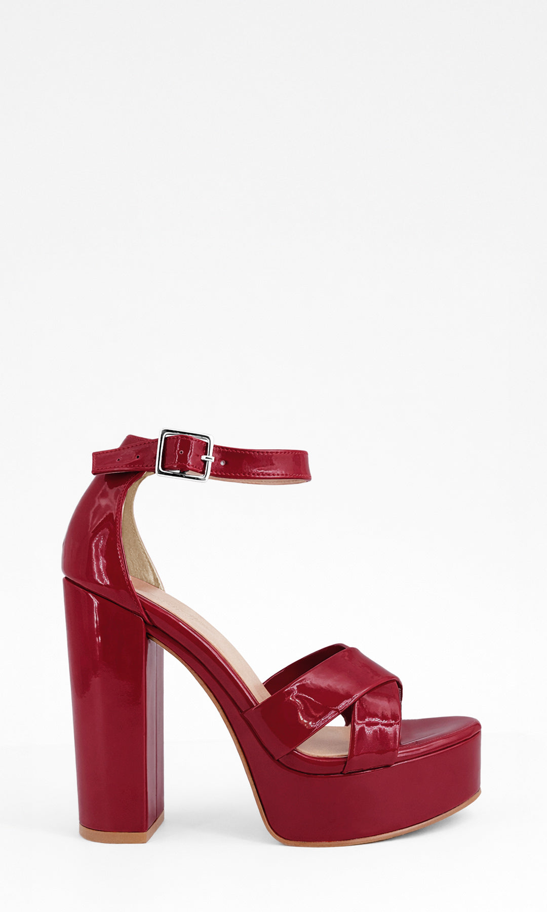 FIERCE ZAPATILLAS DE TACON GRUESO CON DOS STRAPS CRUZADOS ARRIBA DE LOS DEDOS Y HEBILLA EN PULSERA TOBILLERA