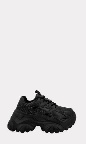 HAYLIE TENIS DE PLATAFORMA CON PUNTA REDONDA DE AGUJETA AJUSTABLE SOBRE EL EMPEINE Y BRILLOS AL FRENTE PARA MUJER FASHION