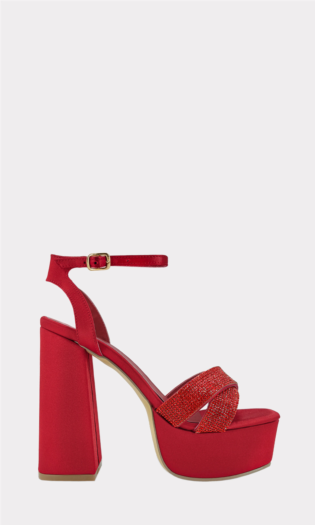 INSTINCT TACONES DE PLATAFORMA CON BRILLOS EN STRAPS ARRIBA DE LOS DEDOS Y HEBILLA EN PULSERA