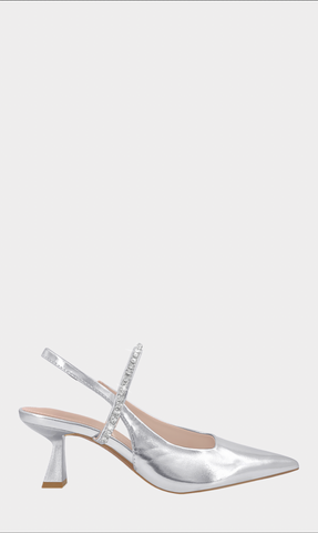 IRIS ZAPATOS SLINGBACK DE TACON KITTEN CON STRAP DE BRILLOS EN EMPEINE Y PUNTA CERRADA POINTY PARA DAMA