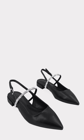 IVANNA SLINGBACK NUDE DE PISO CON TERMINACION PUNTIAGUDA Y DETALLE DE BRILLOS EN STRAP SOBRE EL EMPEINE HECHOS EN VINIPIEL PARA MUJER FASHION