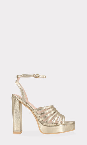 IVONNE ZAPATILLAS DE PLATAFORMA CUADRADA CON SIETE STRAPS DELGADOS AL FRENTE Y TALON DESCUBIERTO PARA MUJER FASHION