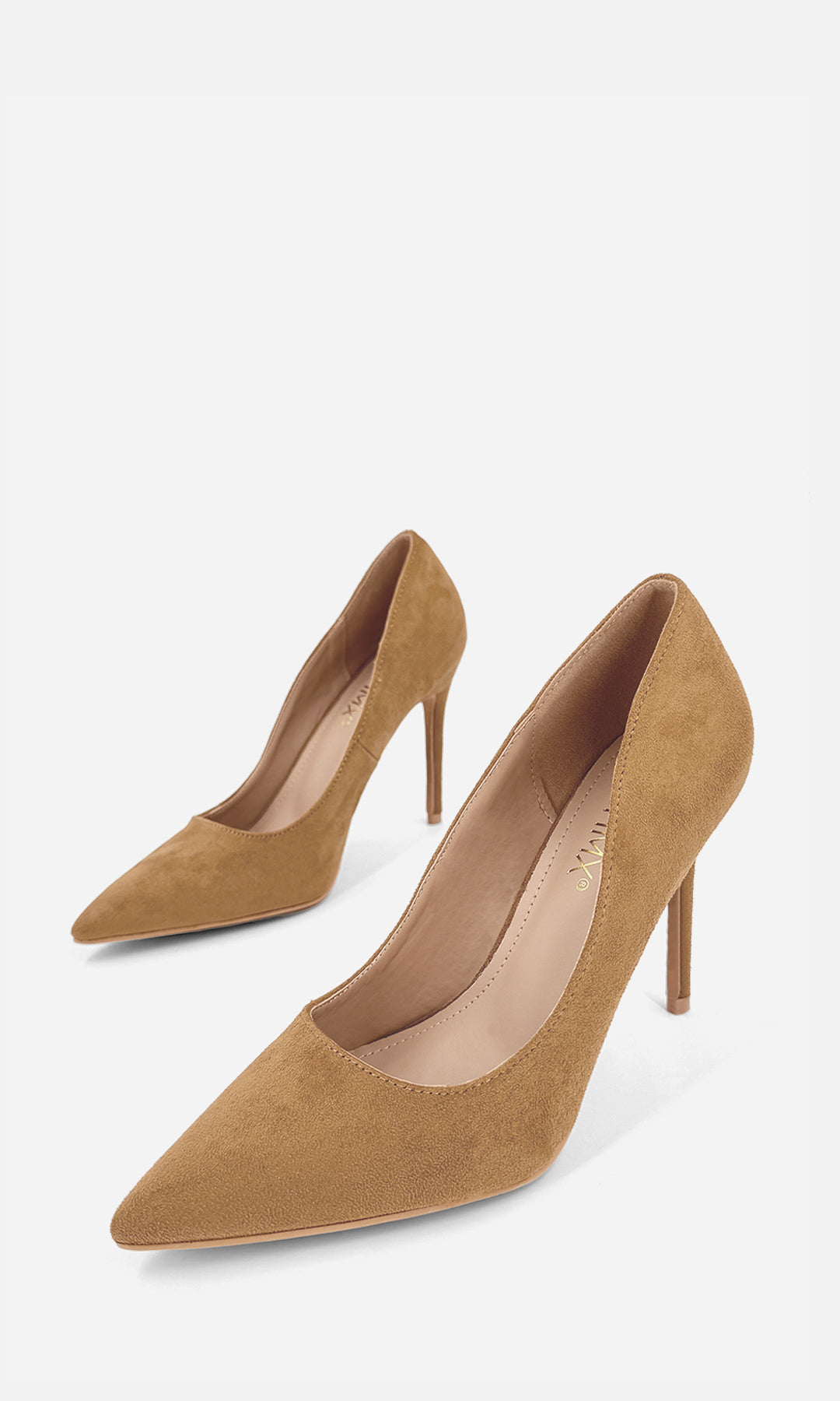 JACKIE ZAPATOS CAMEL CERRADOS DE TERMINACION POINTY PARA ALARGAR LAS PIERNAS CONFECCIONADAS EN GAMUZA Y TACON DE AGUJA 10.5 CM 