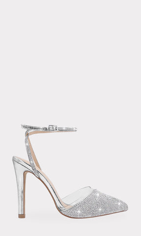 KATERINE ZAPATILLAS CON BRILLOS AL FENTE DE DOBLE CINTA CRUZADA COMO PULSERA TOBILLERA Y TERMINACION POINTY PARA DAMA 