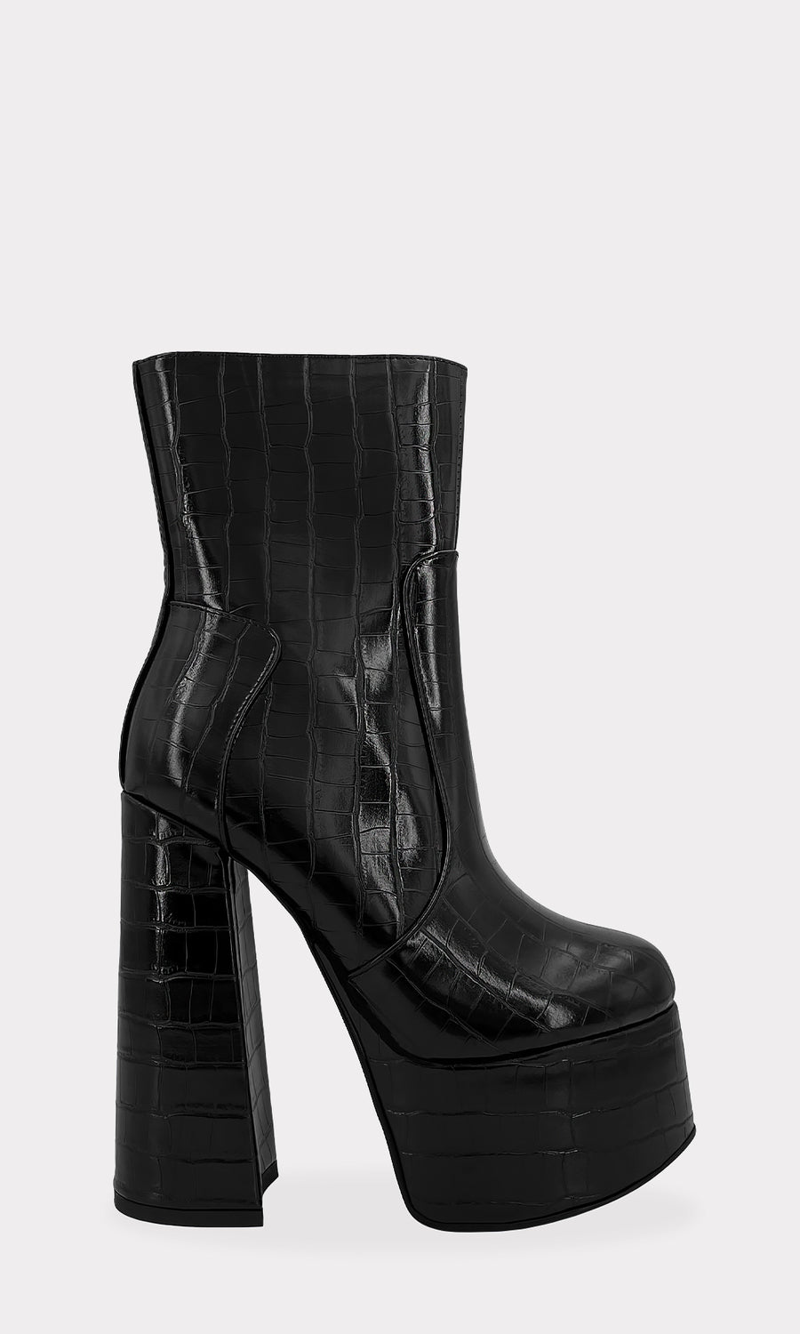 KIM FASHION BOOTS ARRIBA DEL TOBILLO HECHAS DE VINIPIEL CROC COLOR NEGRO PARA LUCIR CON VESTIDOS CORTOS EN REUNIONES FORMALES