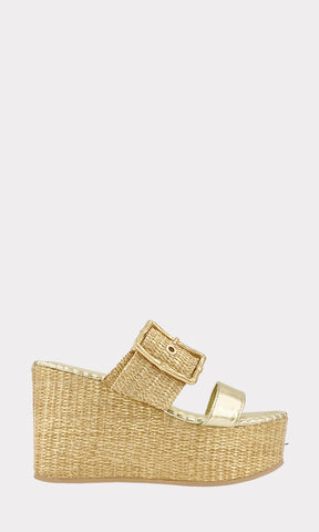 LAYNA SANDALIAS CUÑA DE VERANO PARA MUJER CON PUNTA ABIERTA Y DISEÑO DE METER CON HEBILLA CUADRADA EN CORREA AL FRENTE