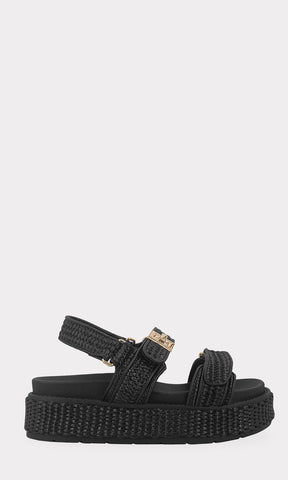 LILIANA SANDALIAS PLANAS PARA USAR EN PRIMAVERA-VERANO DE MODA CON STRAP DE VELCRO AL FRENTE Y SUELA GRUESA
