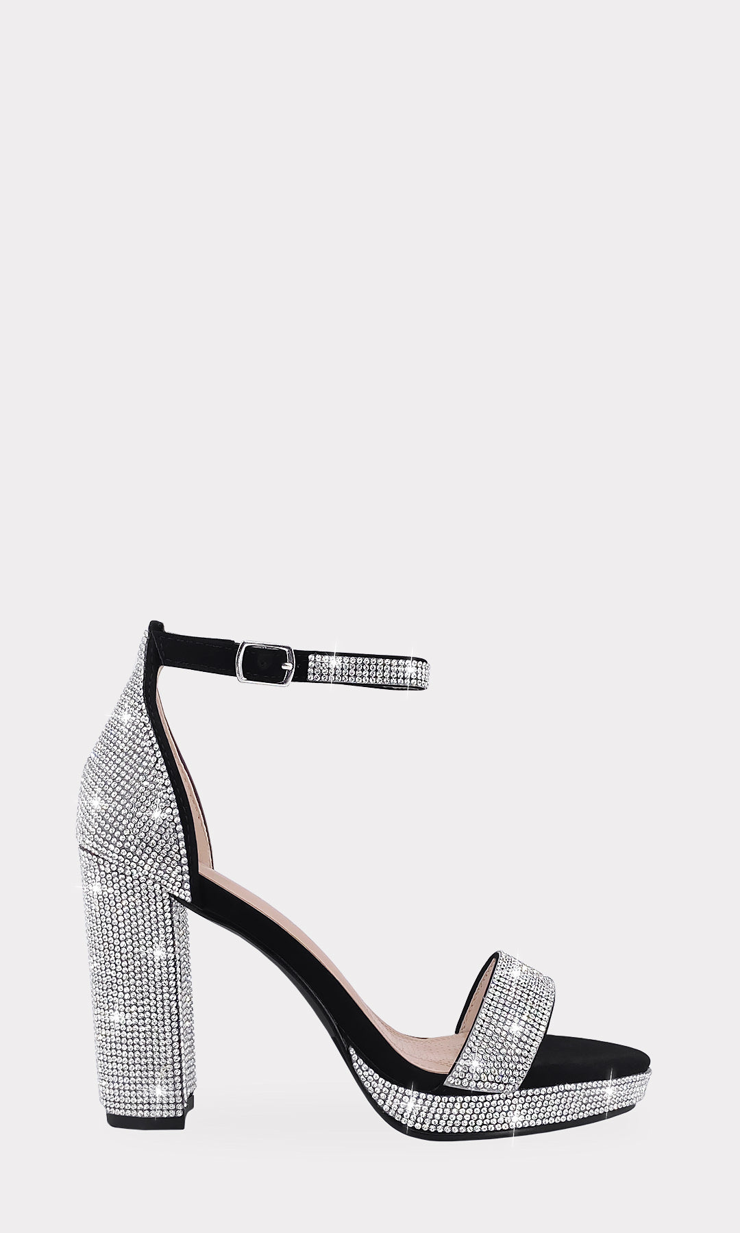 LORENZA ZAPATILLAS ABIERTAS CON HEBILLA PEQUEÑA EN PULSERA TOBILLERA DE PUNTA ALMENDRADA Y TACON ANCHO PARA USAR EN FIESTA