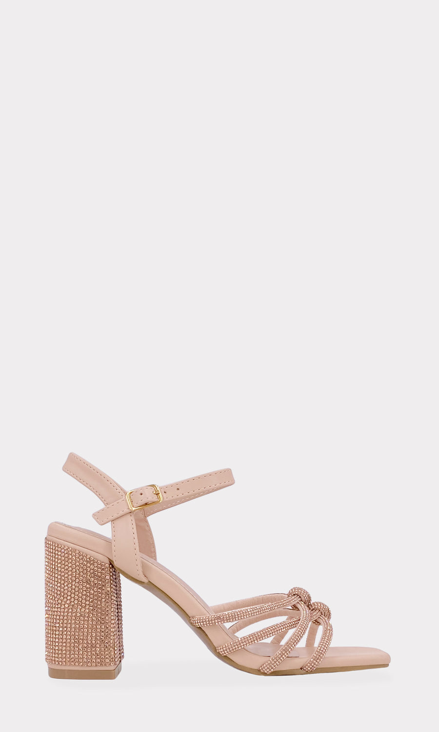 LYSA FASHION GIRL COMBINA ZAPATILLAS NUDE DE BRILLOS EN TACON GRUESO PARA COMBINAR CON VESTIDO ROJO DRAPEADO Y LUCIR SEXY