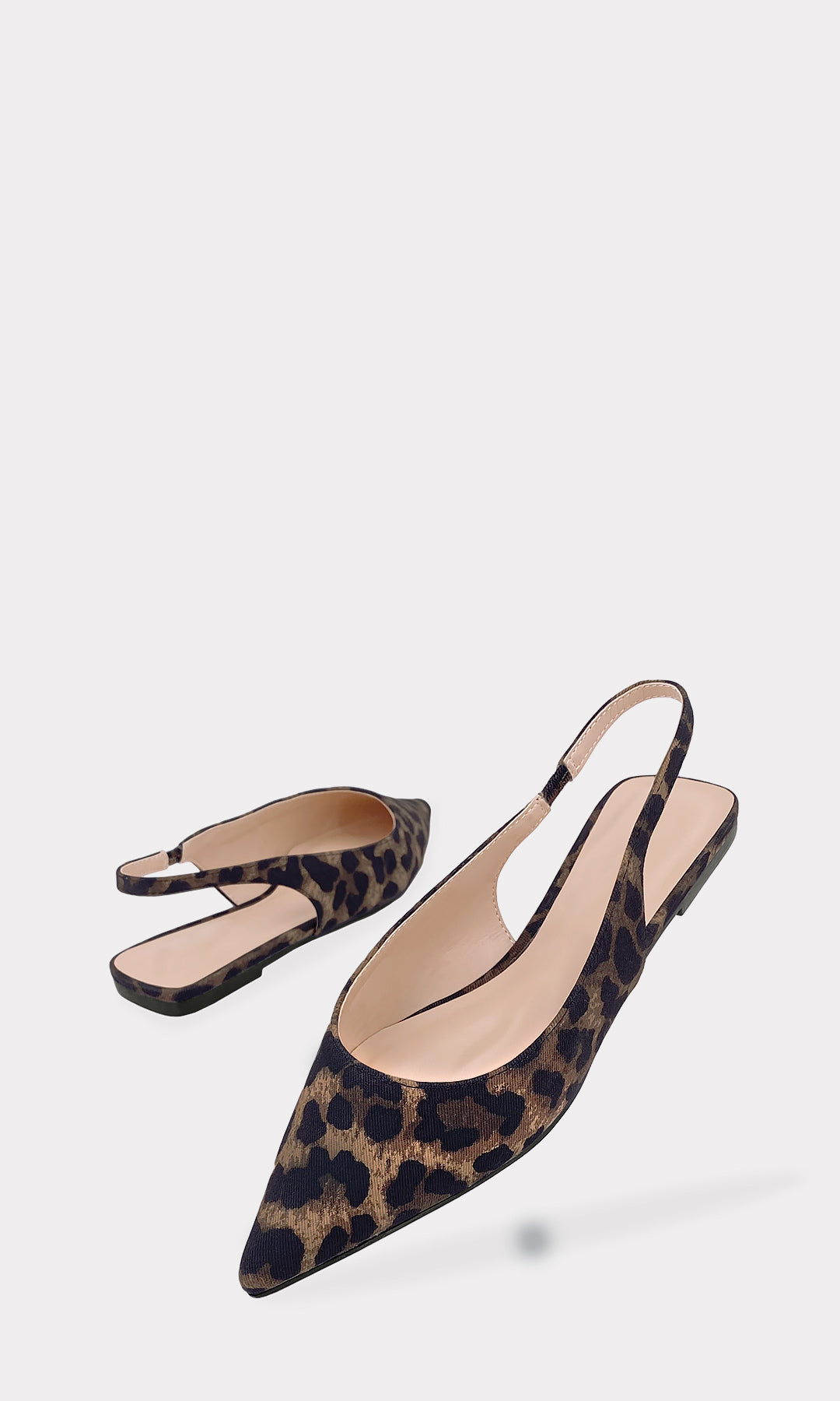 MARIANNE ZAPATOS SLINGBACK CAMEL CON TERMINACION PUNTIAGUDA DE TACON DE 1 CM HECHOS EN MEZCLILLA CON ESTAMPADO DE LEOPARDO PARA MUJER