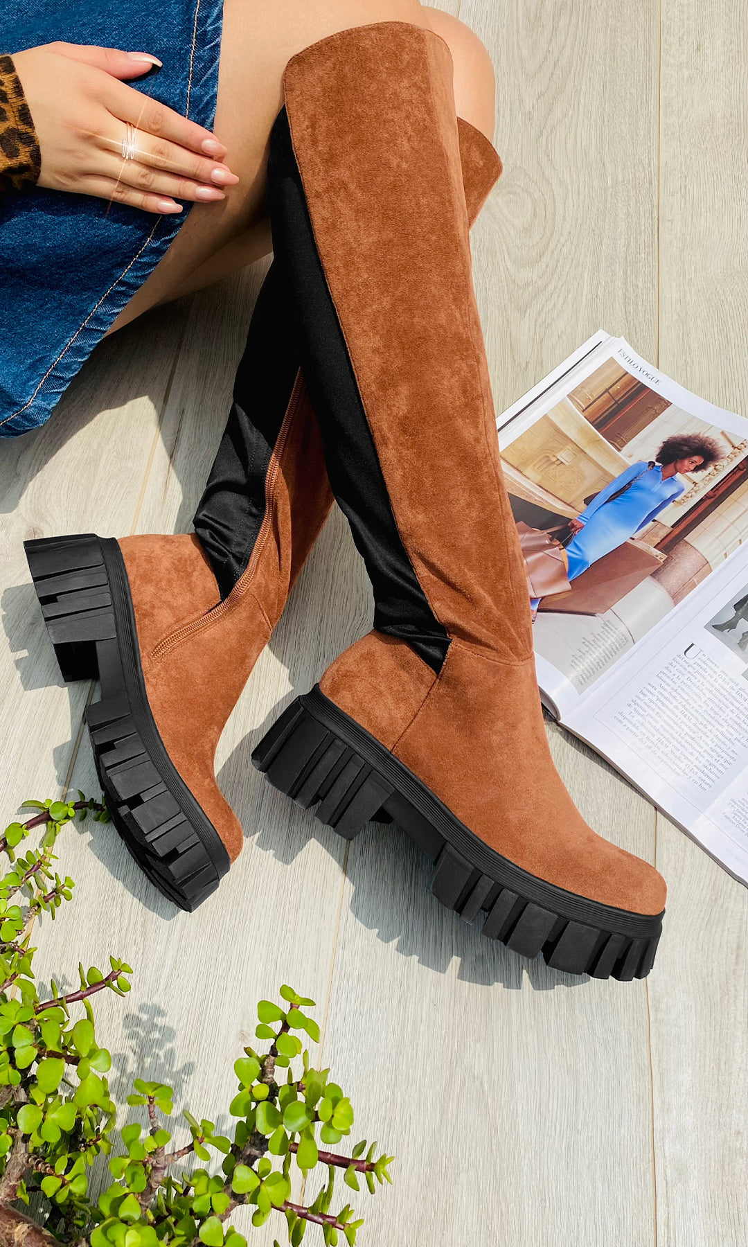 Como Combinar Unas Botas Largas Color Camel MAVELYN CAMEL GAMUZA