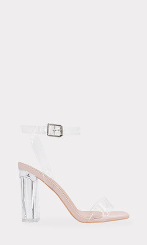 MAYRA ZAPATILLAS DE PUNTA CUADRADA PARA MUJER CON HEBILLA EN ANKLE STRAP Y TACON GRUESO CON TALON DESCUBIERTO