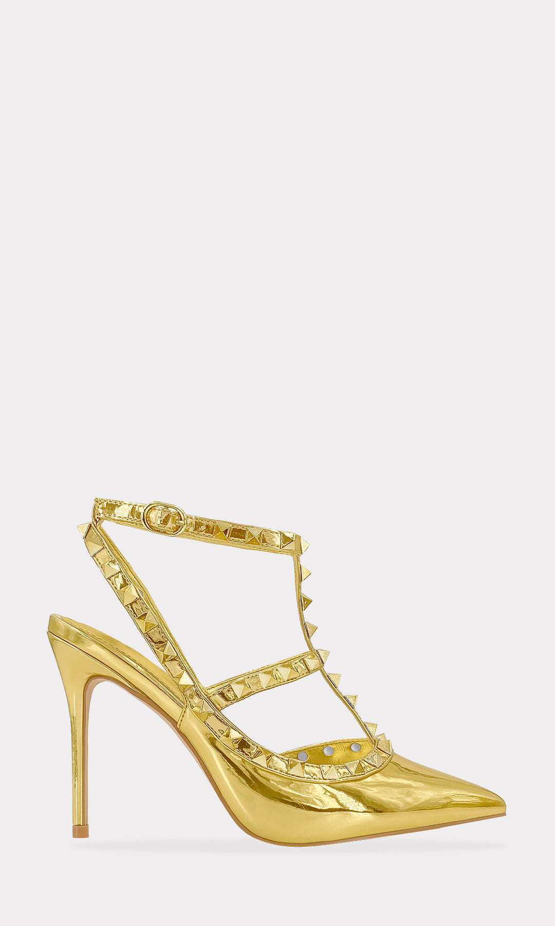MELANIA ZAPATILLAS DESTALONADAS CON TERMINACION PUNTIAGUDA CON ESTOPEROLES PEQUEÑOS EN STRAPS DE PULSERA TOBILLERA Y TACON