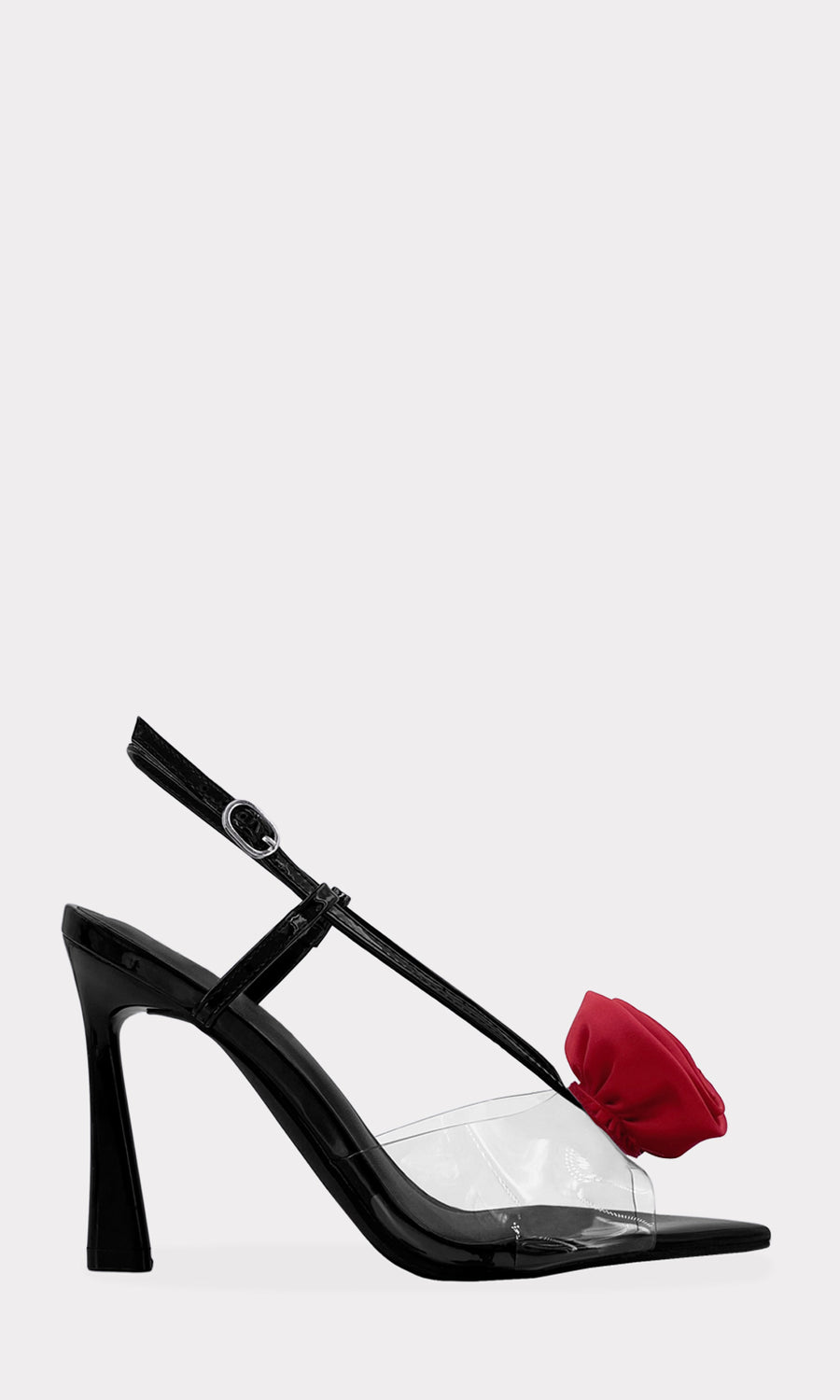 MELANIE ZAPATILLAS NEGRAS CON FLOR ROJA 3D AL FRENTE PARA COMBINAR CON VESTIDO CORTO Y LUCIR SEXY EN CITAS ROMANTICAS DE NOCHE