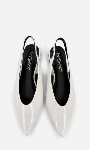 MELISSA ZAPATILLAS DE PISO CON TACON BAJO PARA MUJER DE PUNTA CERRADA POINTY CON SUELA DELGADA Y STRAP EN TALON DESCUBIERTO