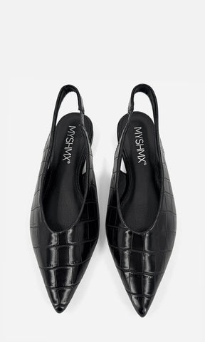 MELISSA ZAPATOS COMODOS PARA MUJER DE PUNTA CERRADA TERMINACION POINTY CON CINTA EN TALON DESCUBIERTO CON TACON KITTEN 