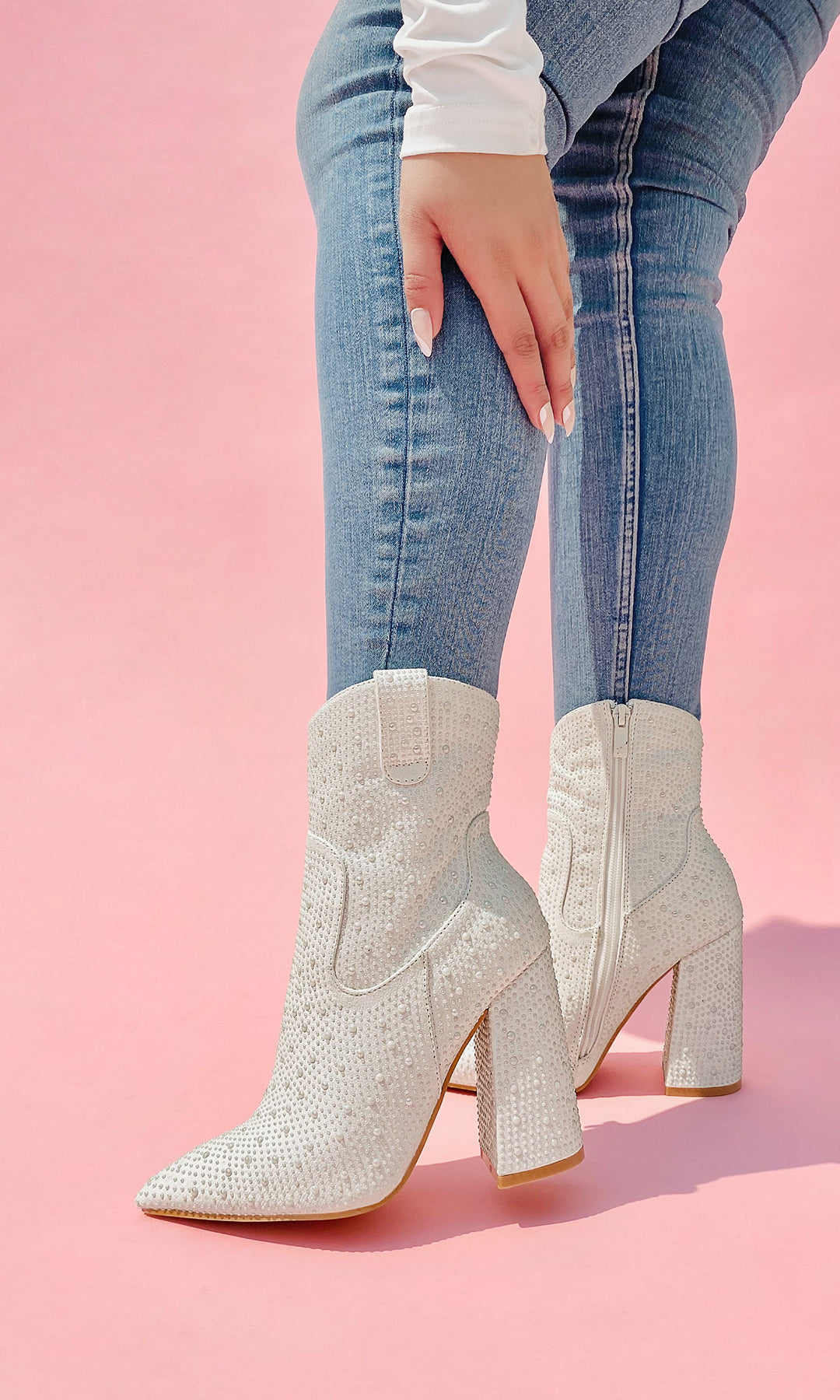 London Rebel Sock Boots Glitter Botas Blancas Pantalón Ancho Con